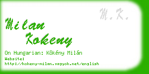 milan kokeny business card